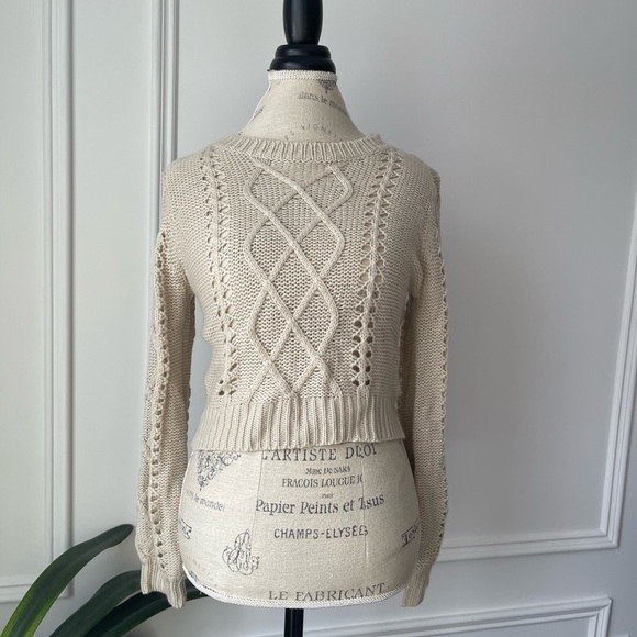Brandy Melville Cream Cable Knit Sweater - Picture 1 of 6